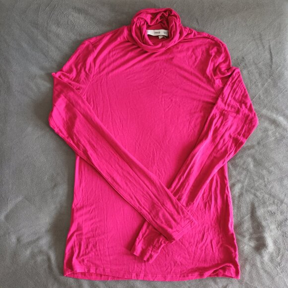 Mango MNG Draped turtleneck t-shirt Reddish Pink size M - Picture 4 of 10